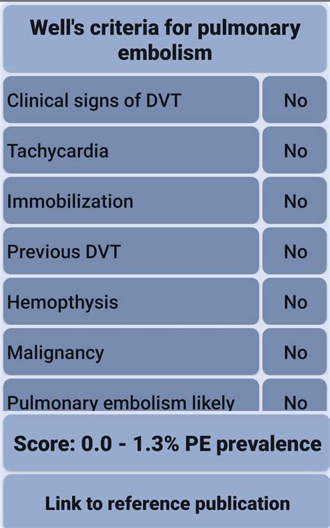 Pulmonary embolism criteria APK للاندرويد تنزيل