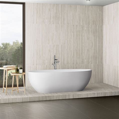 Kenridge Ribbon White 24x48 Wood Look Matte Fluted Porcelain Tile ...