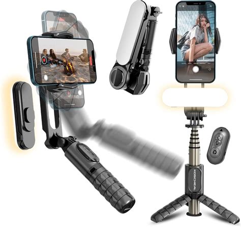 Gimbal stabilizer for smartphone, with Wireless Remote Fill Light 360 ...