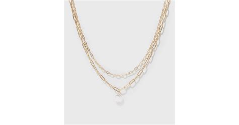 Gold Faux Pearl Pendant Layered Chain Necklace | New Look