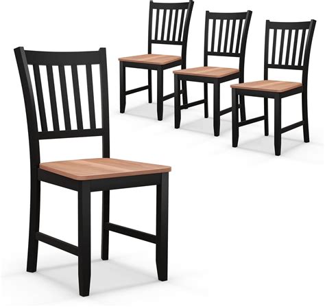 Giantex Farmhouse Dining Chairs Set of 4, Black, Armless, Open Back ...