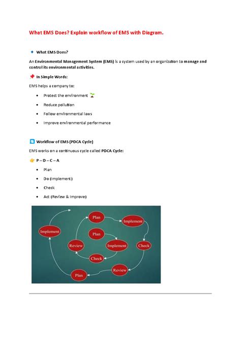 SMA - Environmental Management System (EMS) Overview and Workflow - Studocu