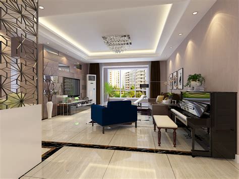 现代简约三居室124平米5.6万-远洋万和城装修案例-天津房天下家居装修网