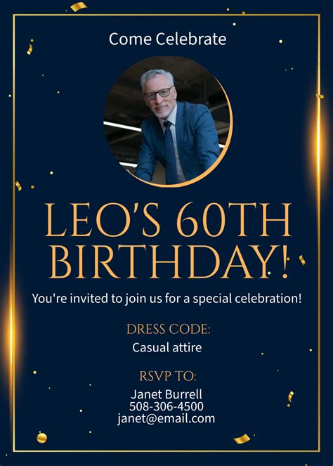 Free 60Th Birthday Invitation Templates, Editable and Printable