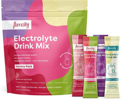 Amazon.com: FlavCity Electrolytes Drink Mix, Variety Pack, 28 On-The-Go ...