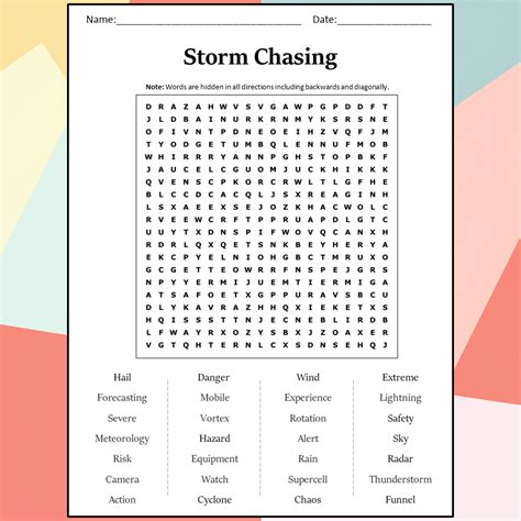 Storm Chasing Word Search Puzzle Worksheet Activity PDF – PrintableBazaar