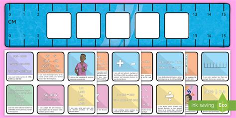 Second Level Number, Money and Measure Ruler Display Target Cards - English