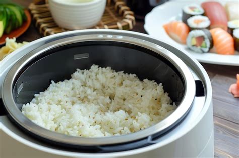 Making sushi rice in an electric rice cooker | Premium AI-generated image