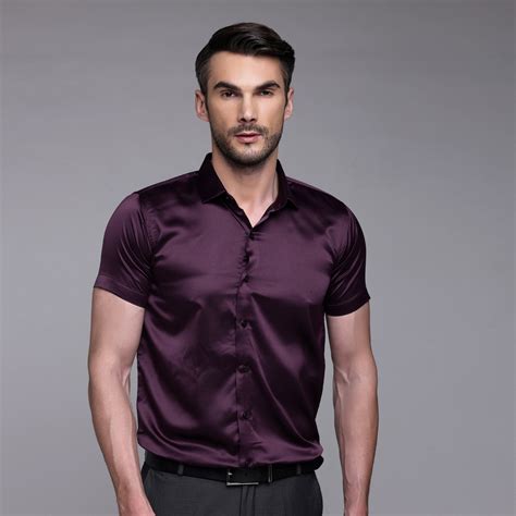 Satin Half Formal Shirt Wine Color