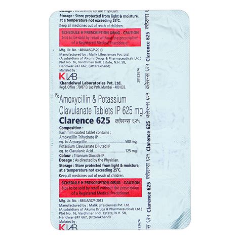 Clarence 625 mg Tablet | Uses, Side Effects, Price | Apollo Pharmacy