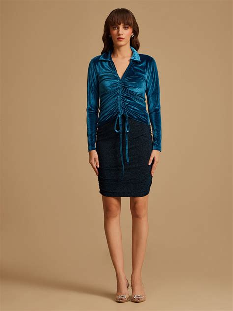 Buy Lurex Mini Skirt With Ruching 124716BLBLKCXS – KAZO