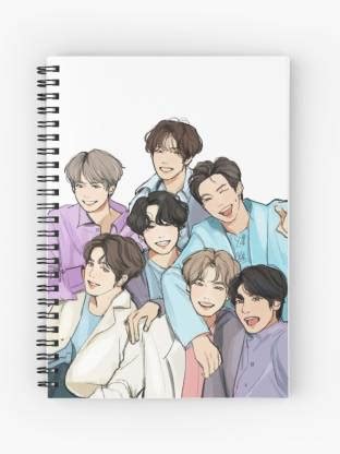 TheHackStore BTS Boy Band Anime Group Printed A5 Notebook Ruled 200 ...