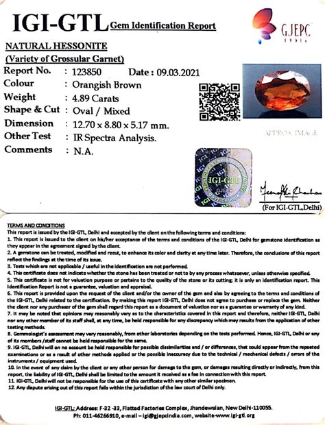 5.42 Ratti Natural Hessonite with Govt. Lab Certificate-(1221) | Khanna ...