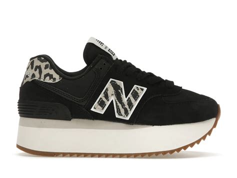 NEW BALANCE 574 COW PRINT BLACK LINEN WOMEN'S