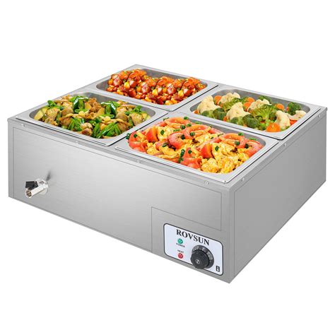 Buy ROVSUN 42.3QT 4-Pan Electric Commercial Food Warmer, 110V Stainless ...