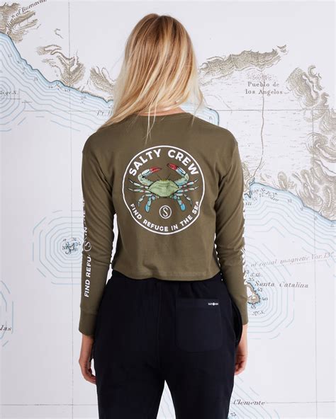 BLUE CRABBER LS CROP - Military | Salty Crew Australia