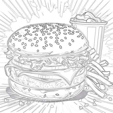 Hamburger Coloring Page Malseite Für Kindererziehung Und Aktivität,