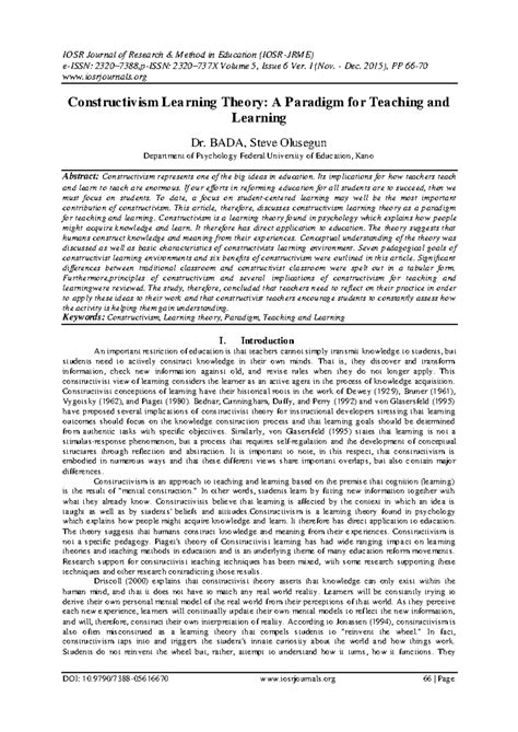 Constructivism - IOSR Journal of Research & Method in Education (IOSR ...
