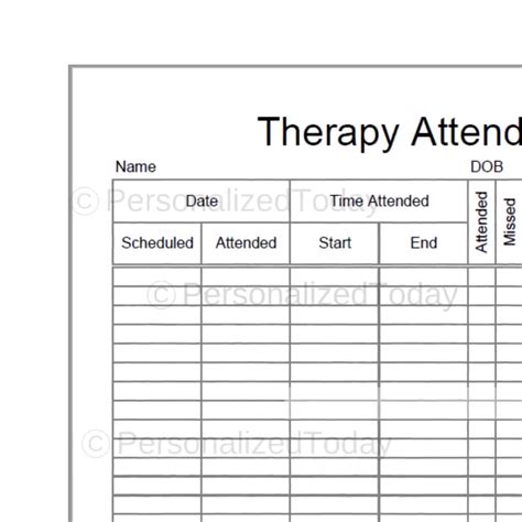 Printable Therapy Attendance Tracker Fillable And Print And, 40% OFF