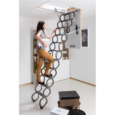 FAKRO Insulated Steel Sliding Attic Ladder 7.54-ft to 9.18-ft (Rough ...