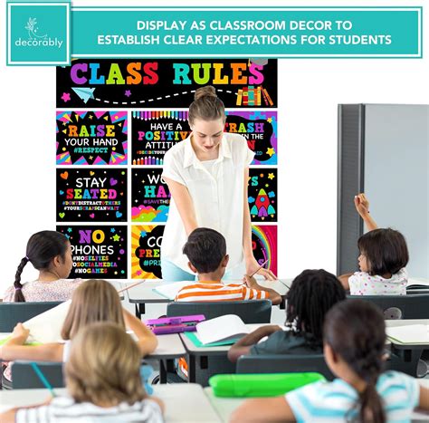 Decorably Colorful Classroom Rules Poster for Middle School & India | Ubuy