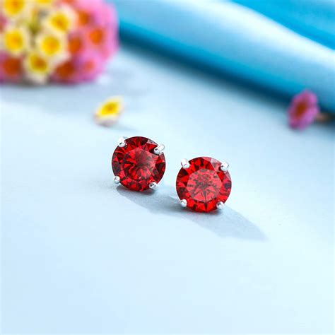 Raajsi by Yellow Chimes 925 Sterling Silver Red Crystal Stud Earrings ...