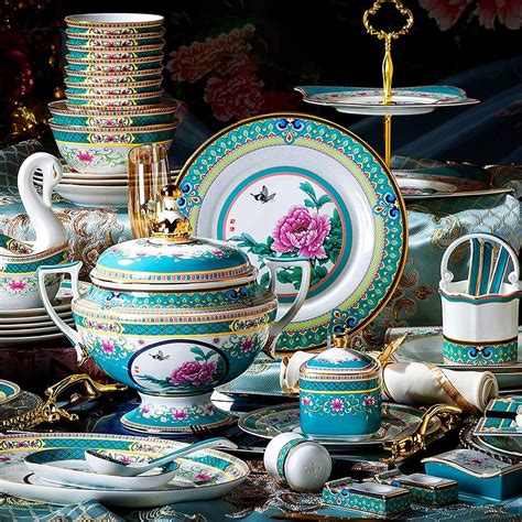 FGVBC Fine Dinner Set,Dinner plate Ceramics Dinnerware Set, Enamel Bone ...