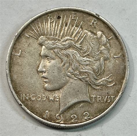 1922 Us Silver Peace Dollar Coin. Auction
