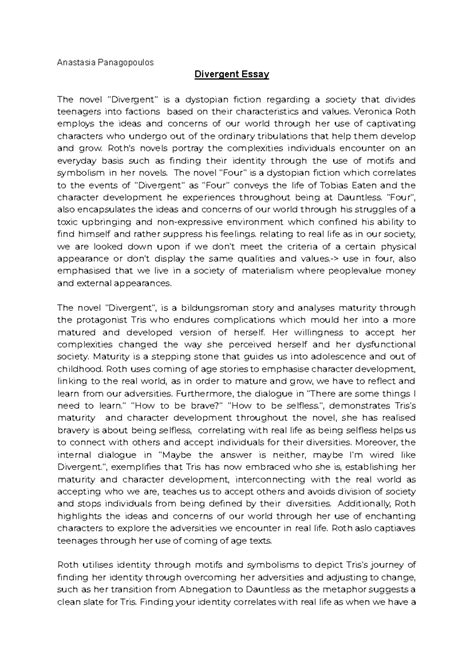 ENG 101: Divergent Essay Analysis on Identity and Bravery - Studocu