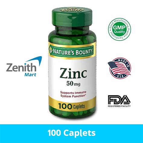 Nature's Bounty Zinc 50 mg - 100 Tablets - Zenith Mart