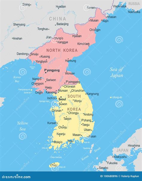 Korean Peninsula Map - Vector Illustration Stock Illustration ...