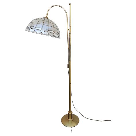 Mid Century Modern Brass Floor Lamp with Capiz Shell Shade, West ...