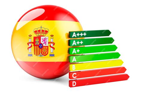 Premium Photo | Spanish flag with energy efficiency rating performance ...