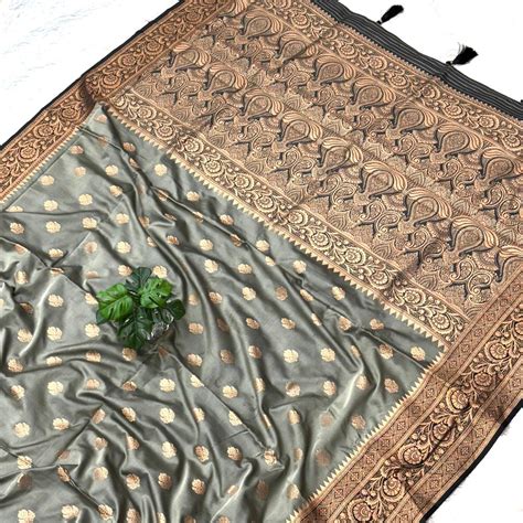 Soft banarasi- gray – Pruthviraj Sarees