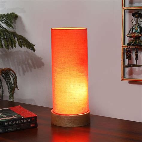 Buy Nyra Wooden Tower Table Lamp - Orange Online in India | Vaaree