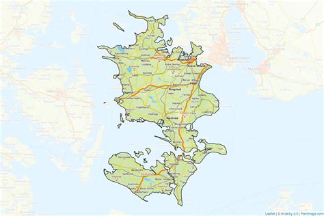 Sample maps of Zealand generated with map cropping (masking) tool.