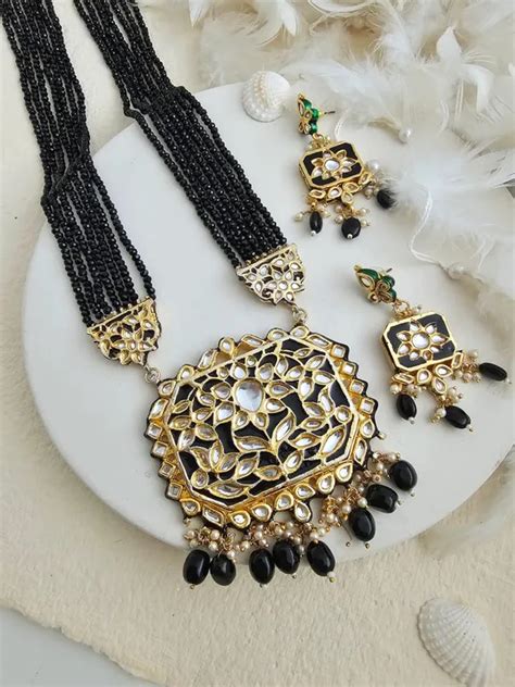 BINNI Binnis wardrobe black beaded long necklace Price in India - Buy ...