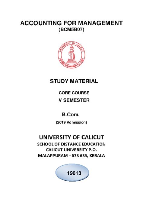 SLM- 19613- B Com-Accounting for Management - ACCOUNTING FOR MANAGEMENT ...