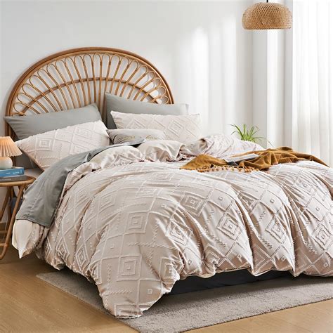 Amazon.com: Senville Tufted Duvet Cover King Size,Jacquard Geometric ...