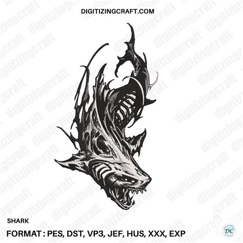 Shark Embroidery Design file,machine embroidery design – Digitizing Craft