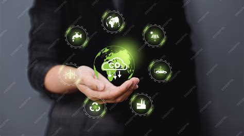 Premium Photo | Hand holding virtual global with co2 reducing icon for concept of decrease ...