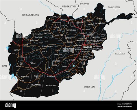 High detailed Afghanistan road map with labeling Stock Vector Image & Art - Alamy