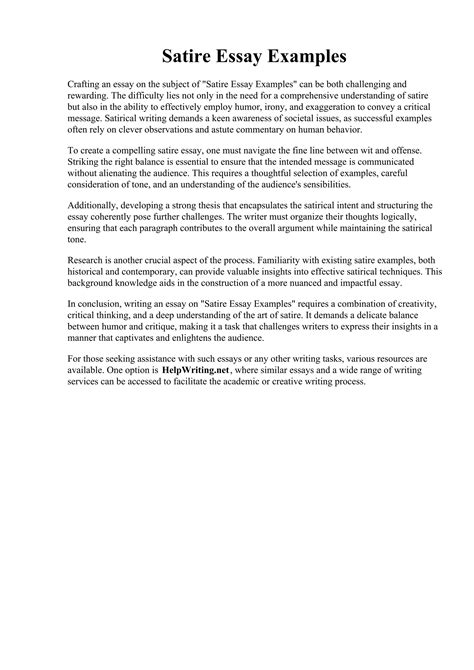 Satire Essay Examples | PDF