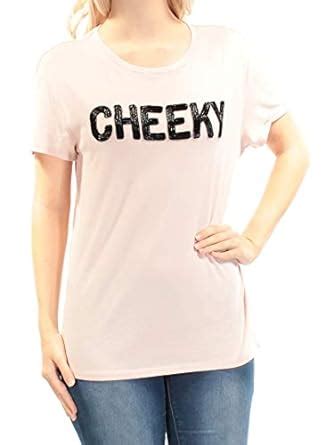 Buy GUESS Women's Short Sleeve Beaded Cheeky Tee Shirt, Pink Sheer ...