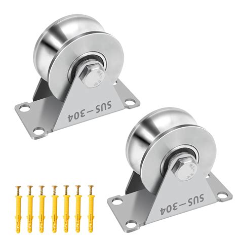 U Groove Pulley, Stainless Steel Blocks 2 Pack Super Silence Rotation ...