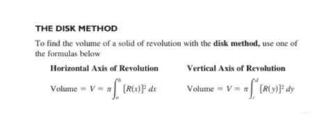 Image result for Disk Method Formula