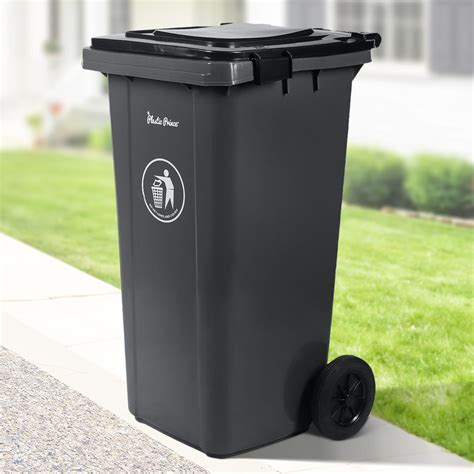 PLASTIC PRINCE 32 Gallon Rollout Trash Can with Lid, Commercial Heavy ...