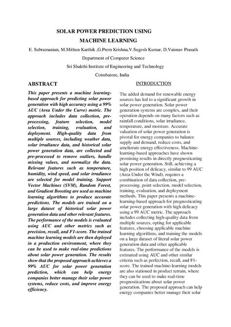 Solar power - SOLAR POWER PREDICTION USING MACHINE LEARNING E ...