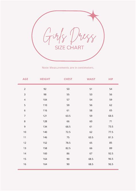 Image result for Girls Dress Size Chart
