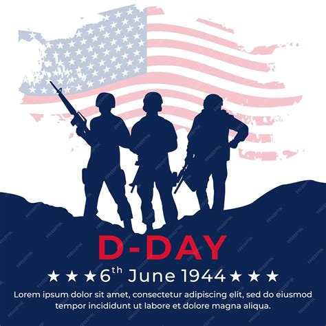 Premium Vector | June 6 1944 DDay with Silhouette Soldier and USA flag ...